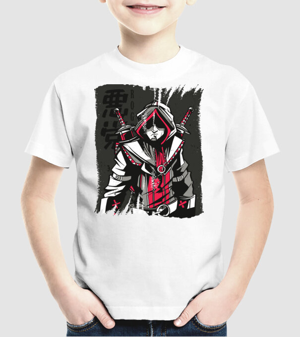 Războinic Anime model alb pe tricou