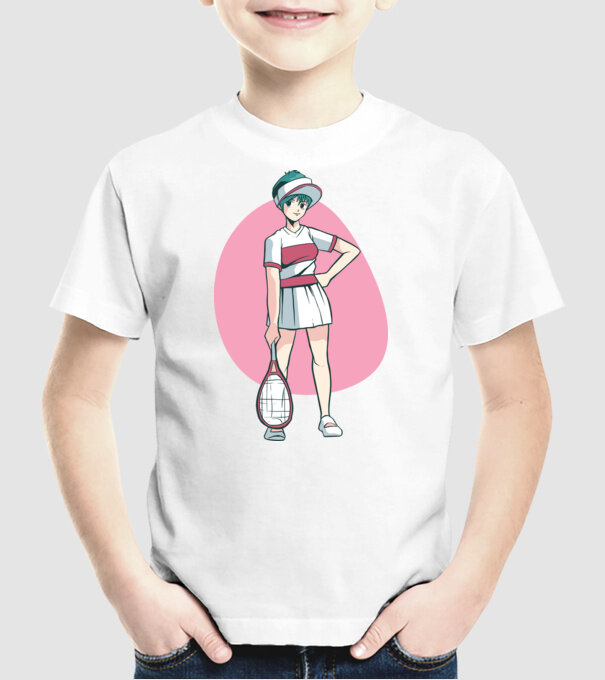 Anime Jucător de tenis fată model alb pe tricou