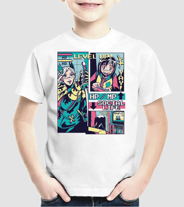 Anime Vaporwave benzi desenate model alb pe tricou