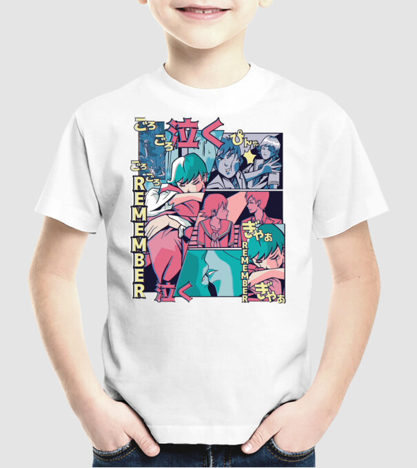 Anime Vaporwave benzi desenate model alb pe tricou