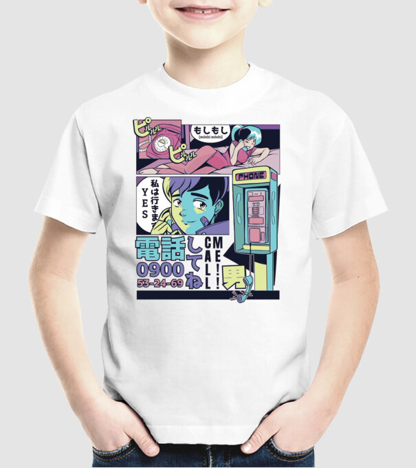 Anime Vaporwave benzi desenate model alb pe tricou