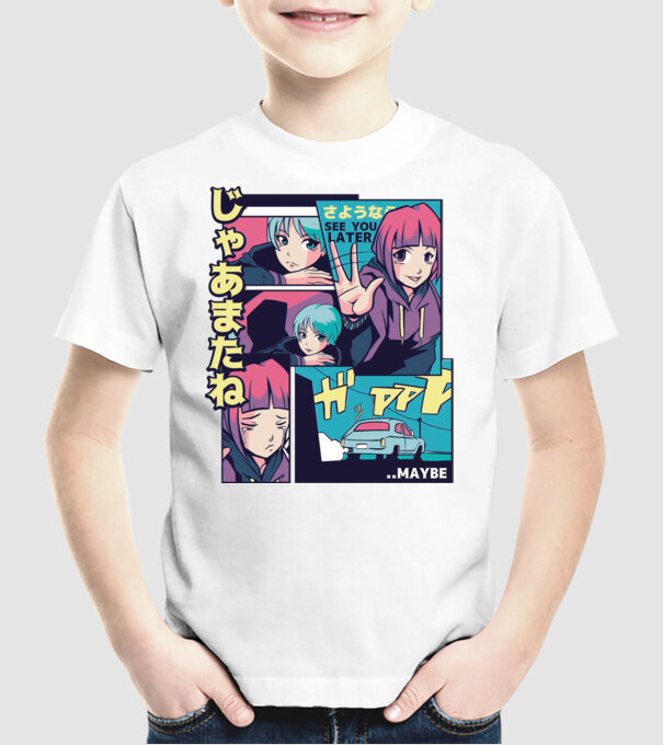 Anime Vaporwave See you Later model alb pe tricou