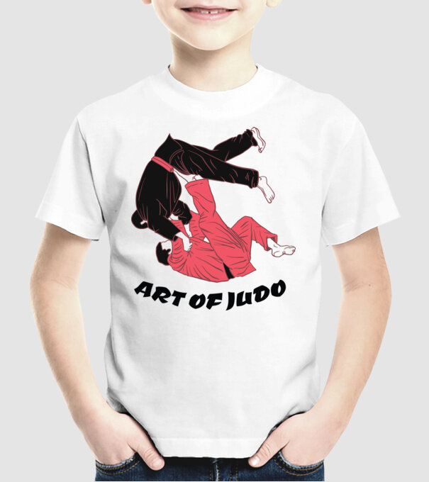 Art of Judo model alb pe tricou