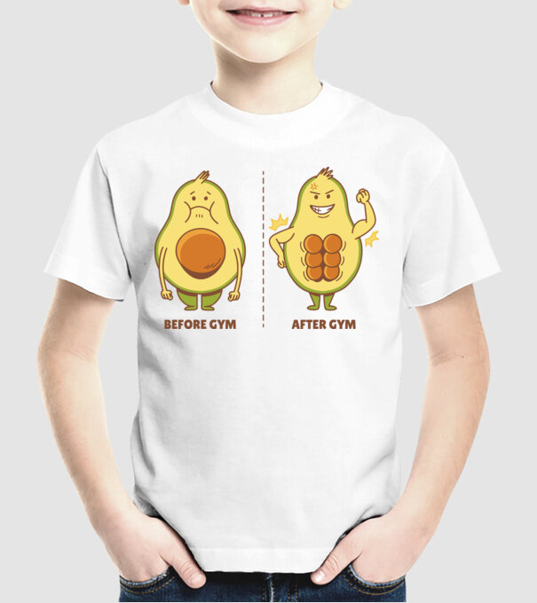 Antrenament Avocado model alb pe tricou