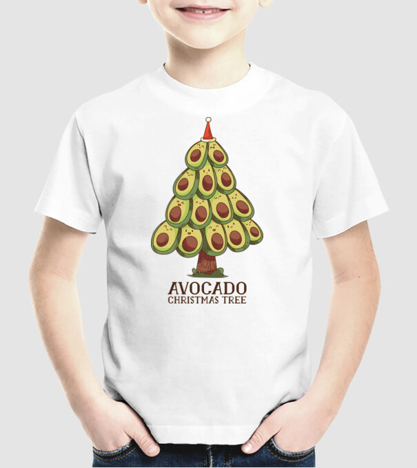 Pom de Crăciun Avocado model alb pe tricou