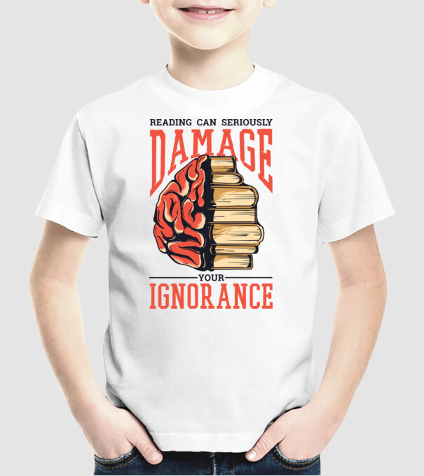 Cititul poate dăuna grav ignoranței tale model alb pe tricou