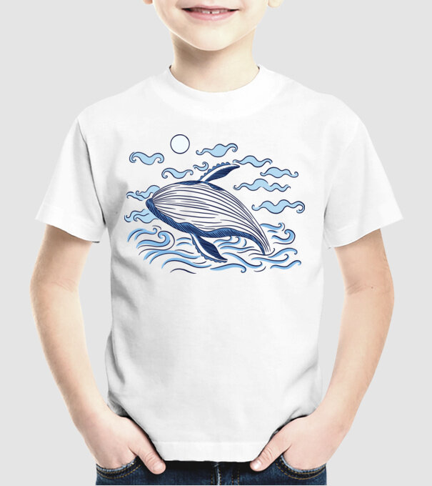 Balenă model alb pe tricou