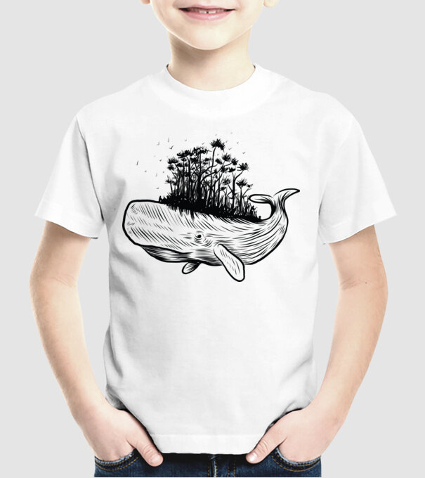 Balenă Natură model alb pe tricou