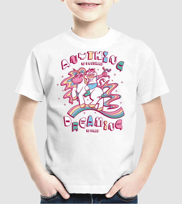 Orice este posibil Unicorn model alb pe tricou