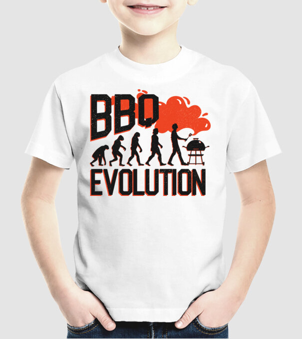 BBQ Evoluție Grătar model alb pe tricou