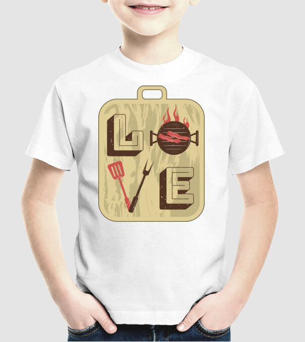 Dragoste BBQ model alb pe tricou