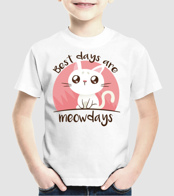Best days are Meowdays model alb pe tricou