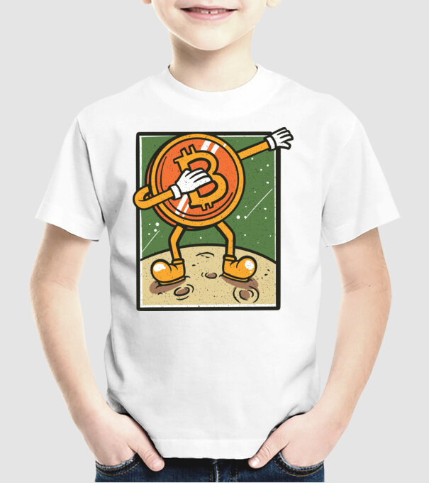 Bitcoin DAB model alb pe tricou