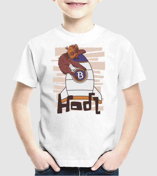 Bitcoin Hodl Leneș model alb pe tricou