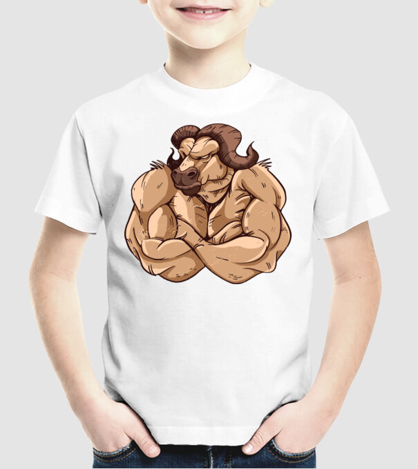 Puternic ca un bivol model alb pe tricou