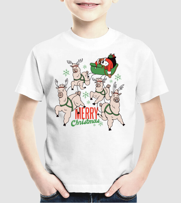 Crăciun Fericit Moș Crăciun Leneș model alb pe tricou