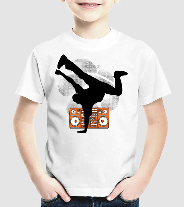 Dansator Break model alb pe tricou
