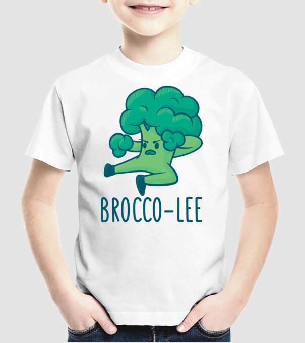 Brocco-Lee - Broccoli Karate model alb pe tricou