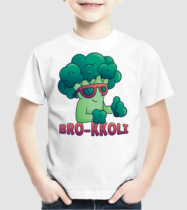 Broccoli model alb pe tricou