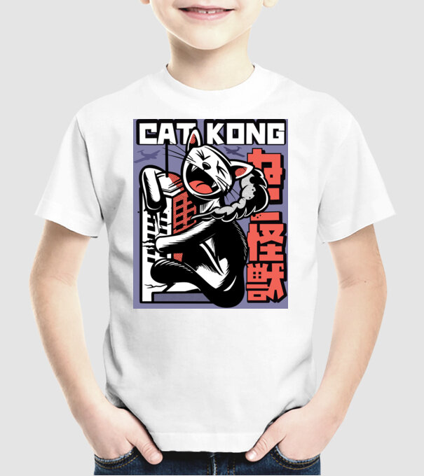 Cat Kong model alb pe tricou