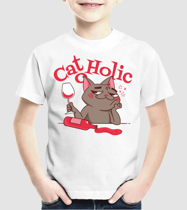 Catoholic - iubitor de pisici model alb pe tricou