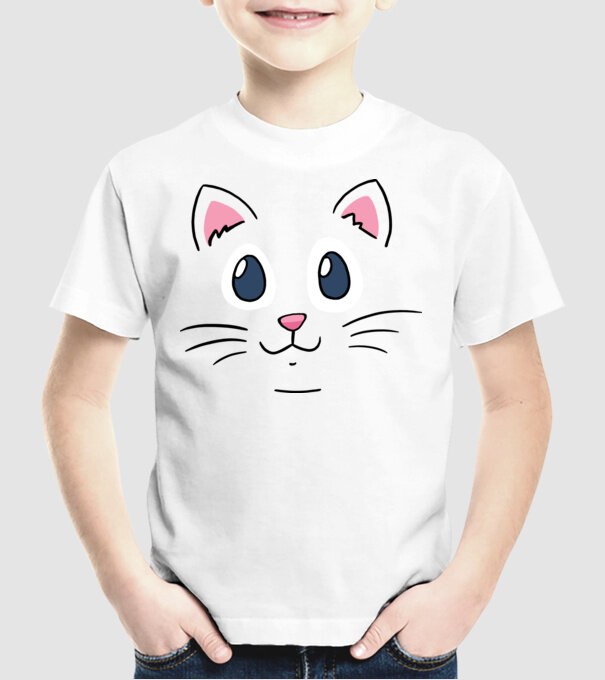 Cap pisică model alb pe tricou