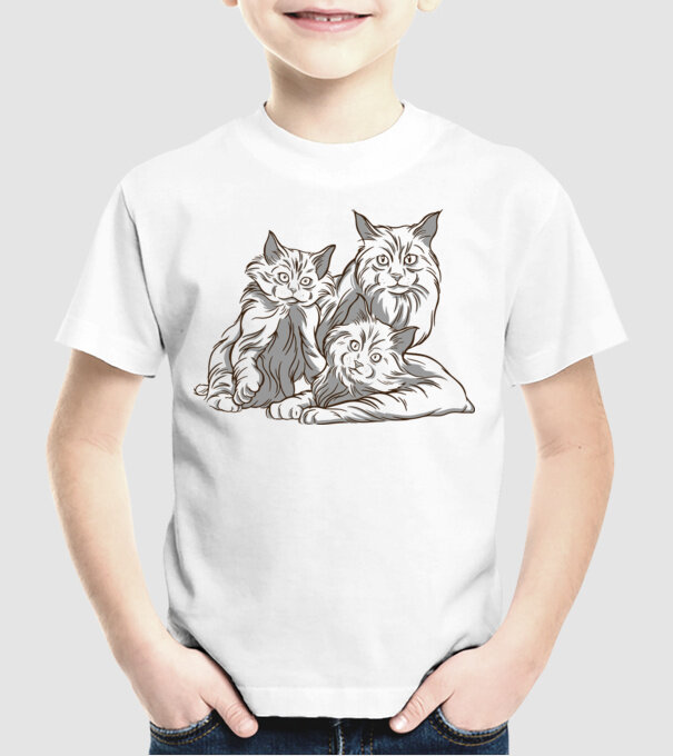 Pisicuțe model alb pe tricou
