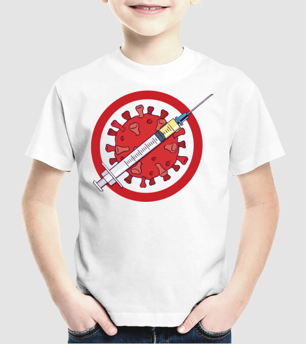Vaccin virus (?) model alb pe tricou