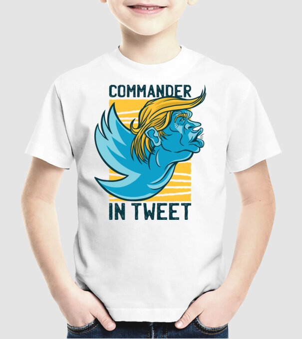 Commander in Tweet - Trump model alb pe tricou