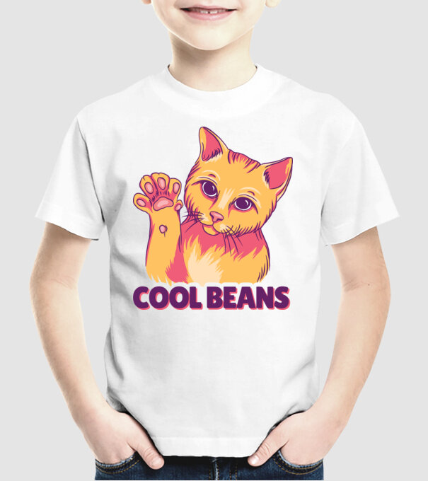 Cool Beans - talpă pisică model alb pe tricou