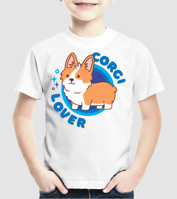 Corgi Lover model alb pe tricou