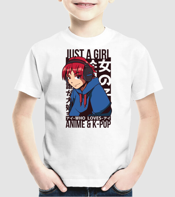 Doar o fată căreia îi place Anime și K-Pop model alb pe tricou
