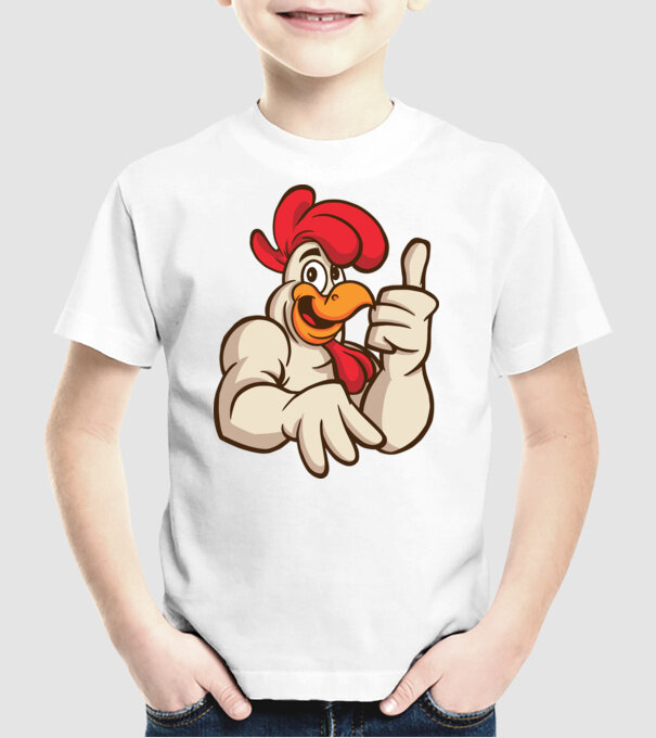Pui model alb pe tricou