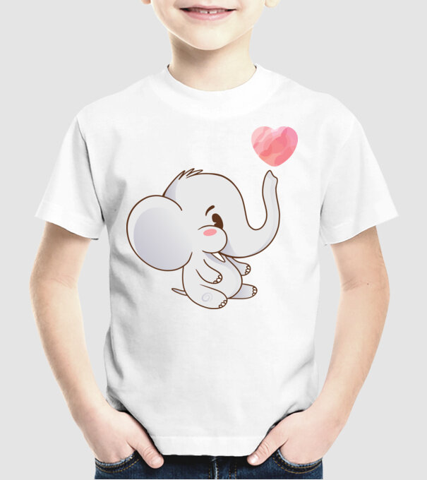 Elefant drăguț model alb pe tricou