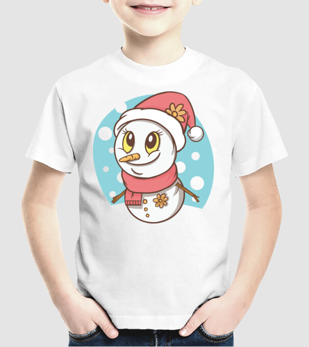 Om de zăpadă drăguț model alb pe tricou