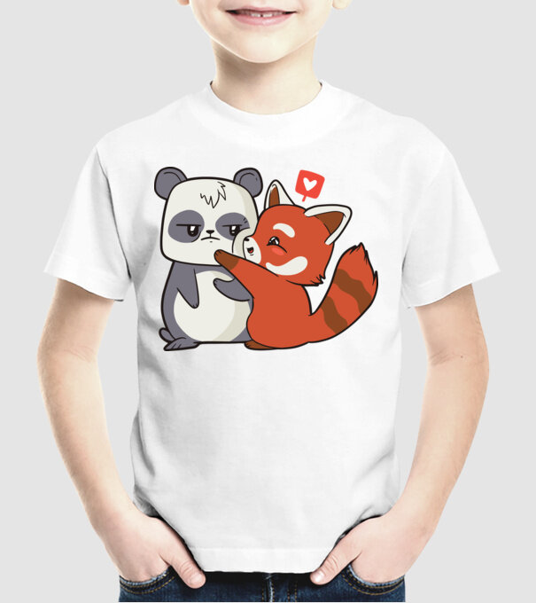 Panda drăguț Dragoste model alb pe tricou