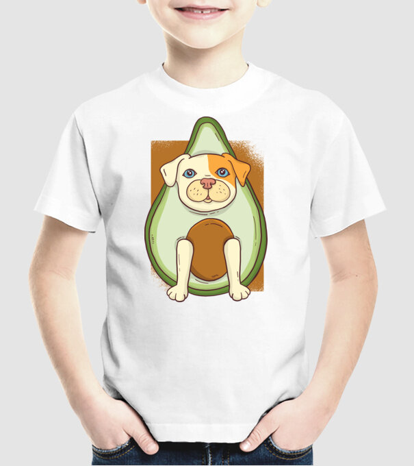 Pitbull Drăguț Avocado model alb pe tricou
