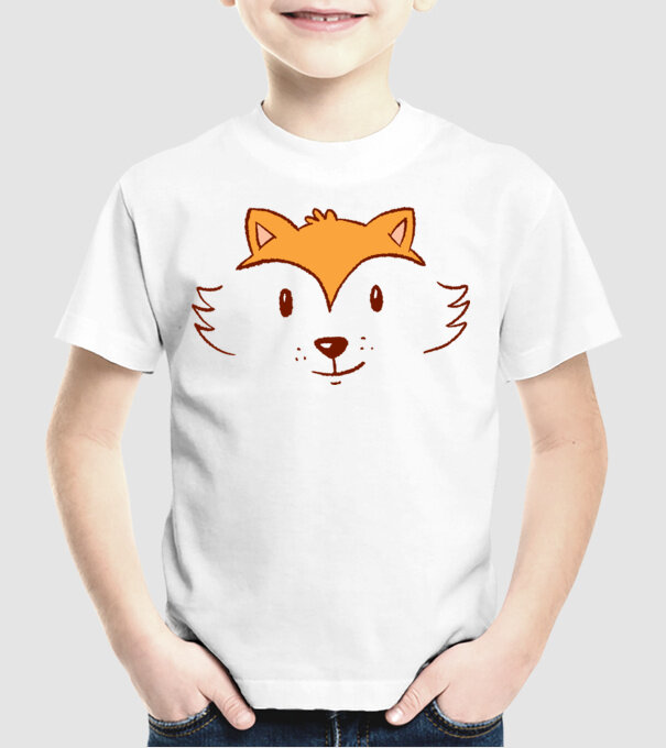 Cap de vulpe drăguț model alb pe tricou