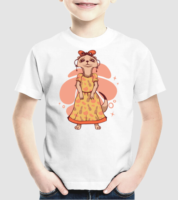 Suricată drăguță model alb pe tricou