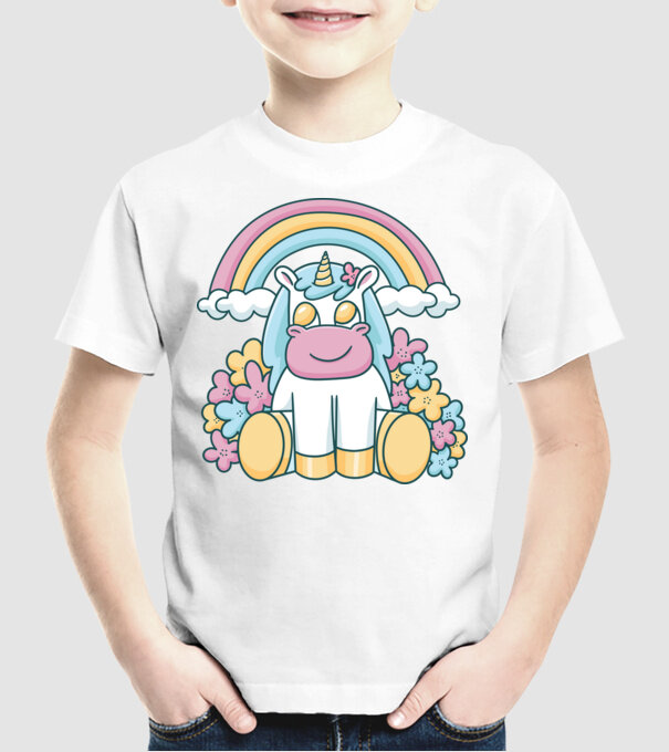 Unicorn drăguț model alb pe tricou