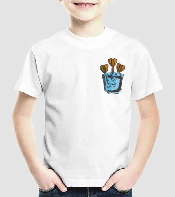 Darts buzunar model alb pe tricou