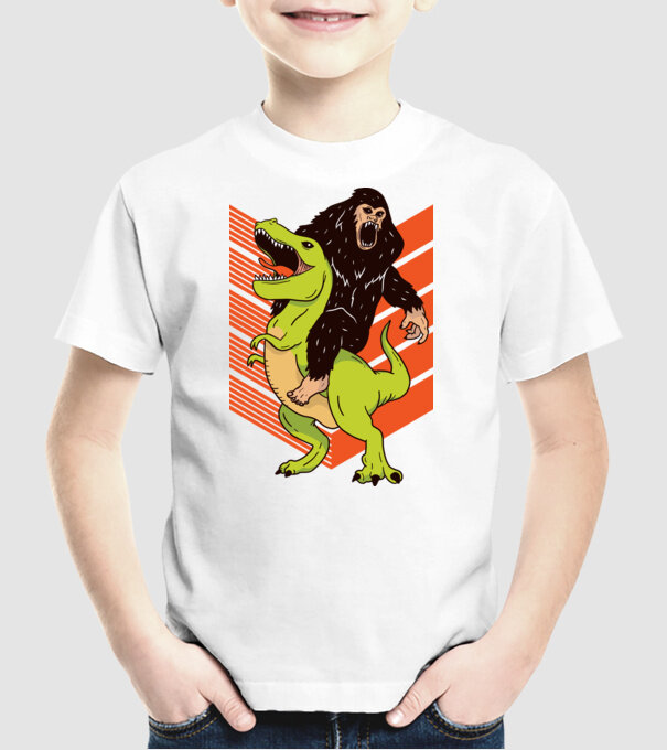 Dinozaur Yeti model alb pe tricou