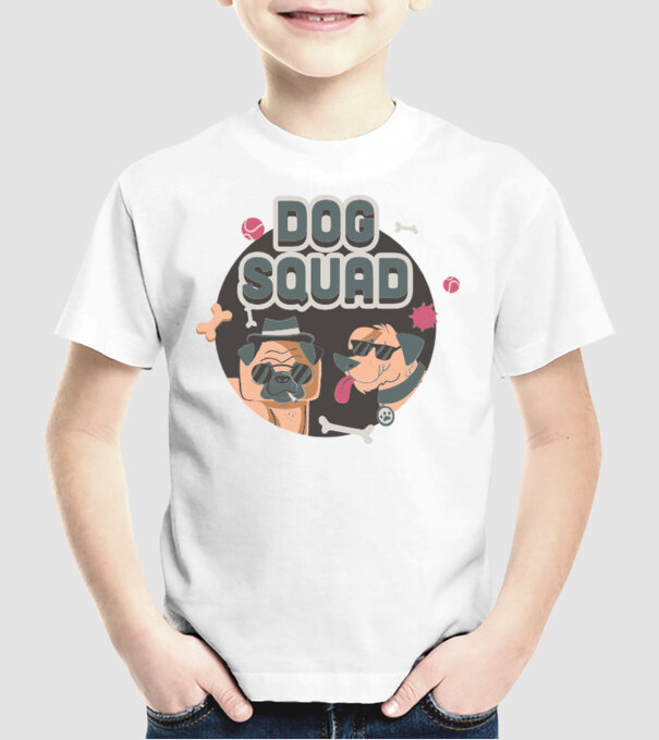 Dog squad model alb pe tricou