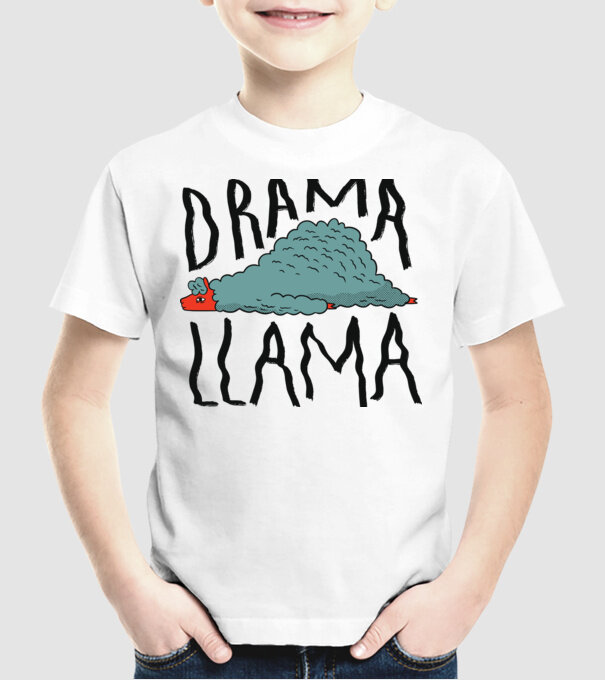 Dramă Lama model alb pe tricou