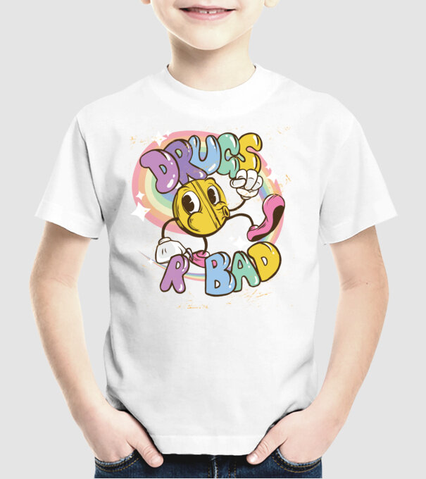 Drugs are Bad - Drogurile sunt rele pentru prevenire model alb pe tricou