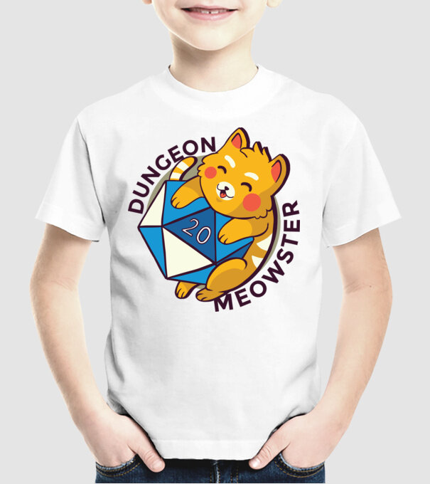 Dungeon Meowster joc de rol RPG tricou cu pisică model alb pe tricou