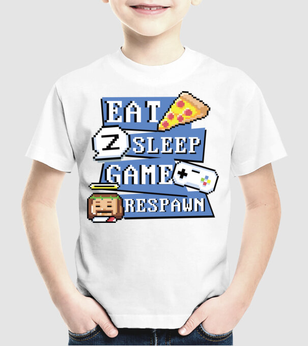Eat, Sleep, Game respawn model alb pe tricou