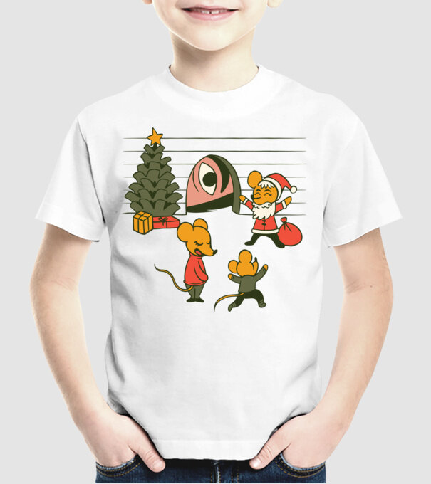 Crăciun Șoarece model alb pe tricou