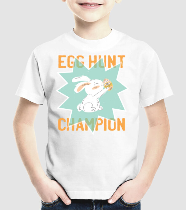 Egg Hunt Champion Campion la vânătoare de ouă model alb pe tricou