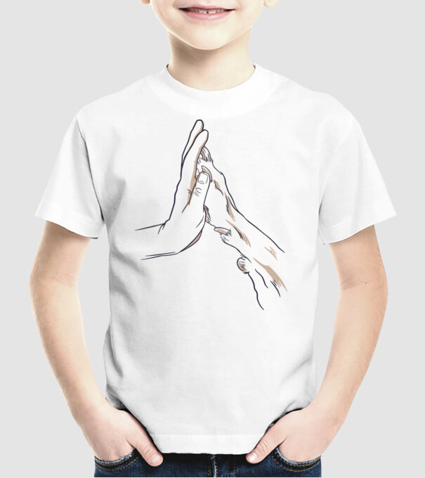 Prietenia câine om model alb pe tricou